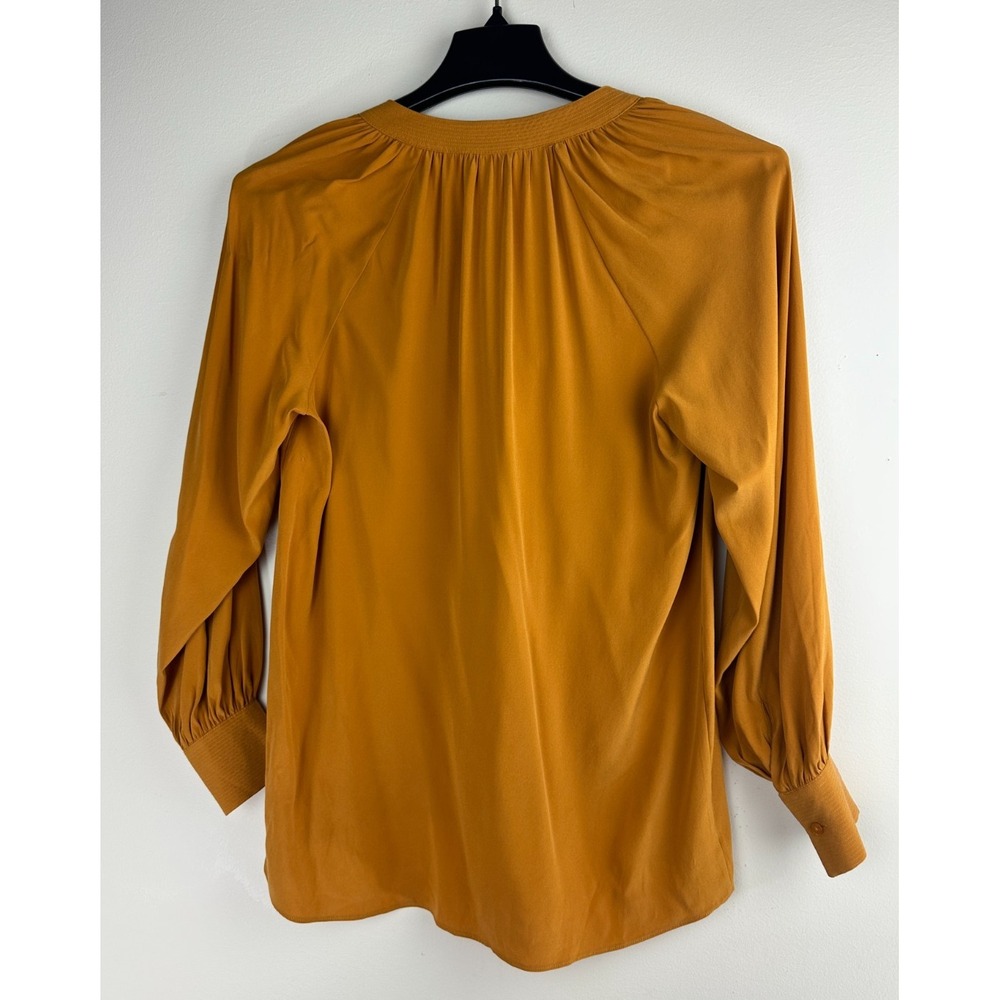 NEW Antonio Melani Talitha Silk Blend Blouse Dandelion Yellow Gold Split Neck XS - Picture 11 of 12